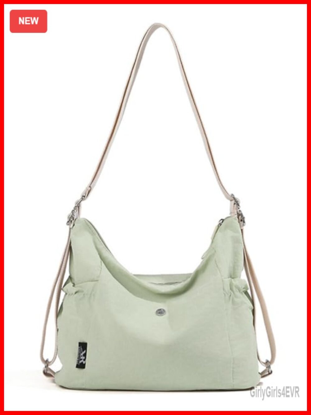 Convertible Nylon Tote Backpack Hobo Crossbody Bag 4-in-1 Lightweight Travel